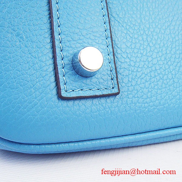 Hermes Birkin 42cm Togo Leather Bag 6109 Light Blue silver padlock